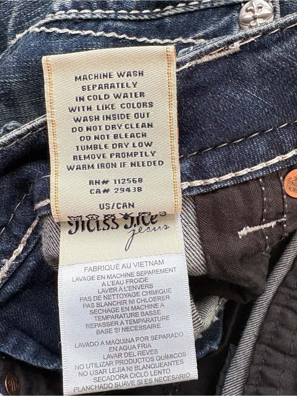 Miss Me Low Rise Straight Distressed Jeans Size 27 - Picture 7 of 8